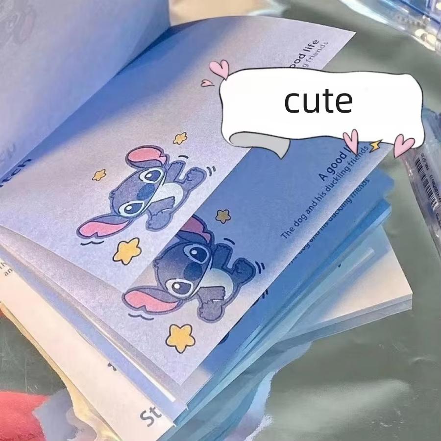 MINISO 50 piezas Disney Stitch Notas Adhesivas Anime No Times Memo Removibles Adhesivas Dibujos Animados Pegatinas Material Escolar Papelería
