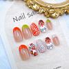30Pcs Thanksgiving Press on Nails Short Round Shape French Tip Fake Nails with Pumpkin Pie Designs Full Cover Fall Acrylic Nails Thanksgiving Turkey