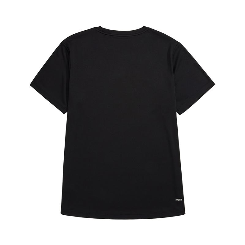 Li Ning Sports Lifestyle Series Solid Color Round Neck Comfortable Versatile Breathable Short Sleeve T-Shirt Men T-Shirts Black ATSU873-1
