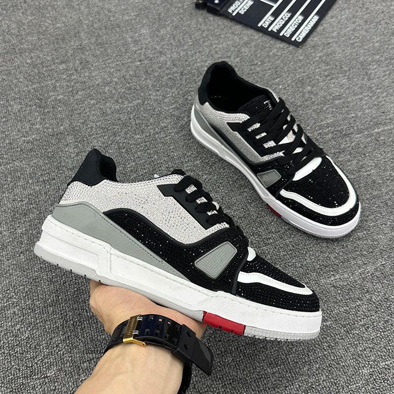 Men's Premium Rhinestone Casual Shoes Men's Fashio N Flat sneakers.Luxury Skateboard Shoes A8