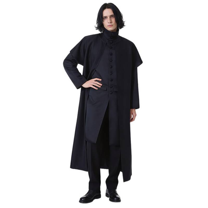 Harry Potter Severus Snape Cosplay Costume With Embroidered Cloak For Comic Con And Halloween