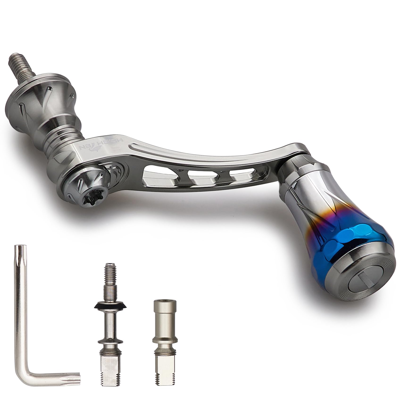 

HEIGHTEN Variable Reel Handle 20mm Burnt Aluminum Knob for Shimano Daiwa Universal Spinning Reels Arch Aurora Series 45-50mm 6.8g (Gunmetal) (1088)