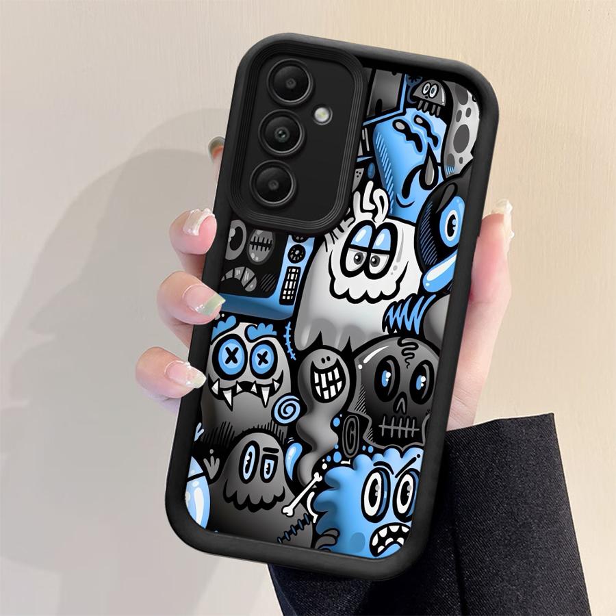 Phone Case for Samsung Galaxy A16 A34 A12 A14 A32 A23 A26 A56 A15 A51 A73 A53 A54 Soft Cover Shell Super Cool Black Graffiti