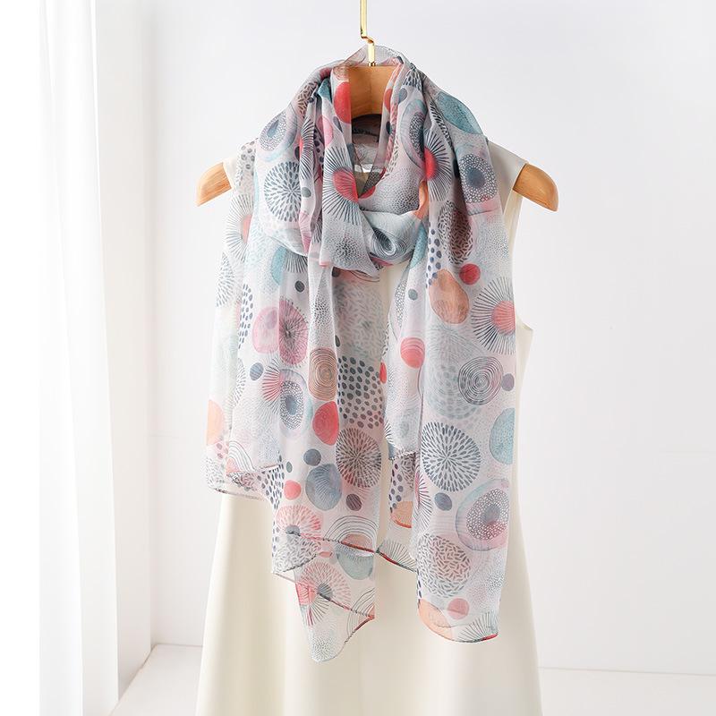 New Large Yarn Scarf Emulated Silk Scarf High-end Spring and Summer Sun Protection High-end Mother Thin Fashion Scarf