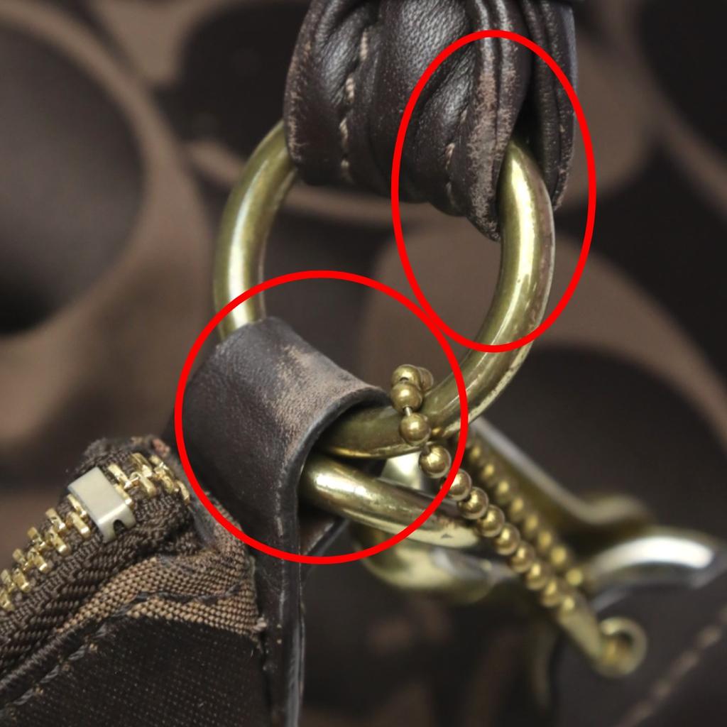 Coach Canvas Tote Bag Handbag Leather Brown Women 14904 Used