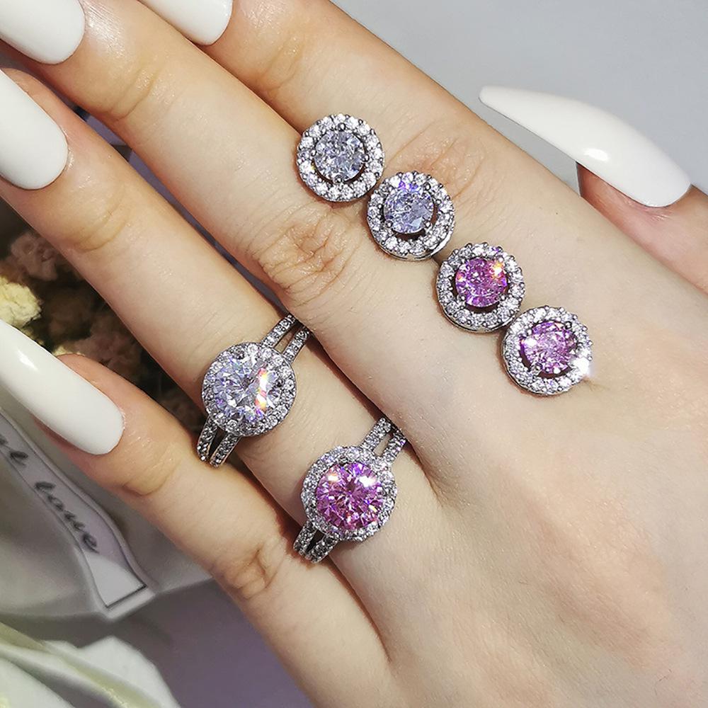 

Women s High-End Designer Two-Piece Jewelry Set r211A-e232 Size 7 розовый
