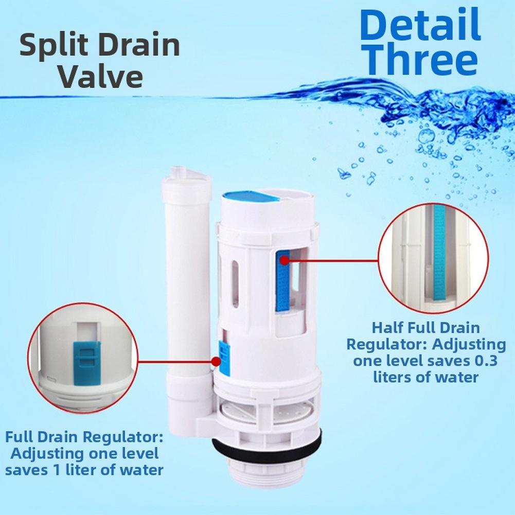 Customizable Flushing Control Split Toilet Replacement Dual Flush Valve ABS Plastic Construction Adjustable Flush Volume
