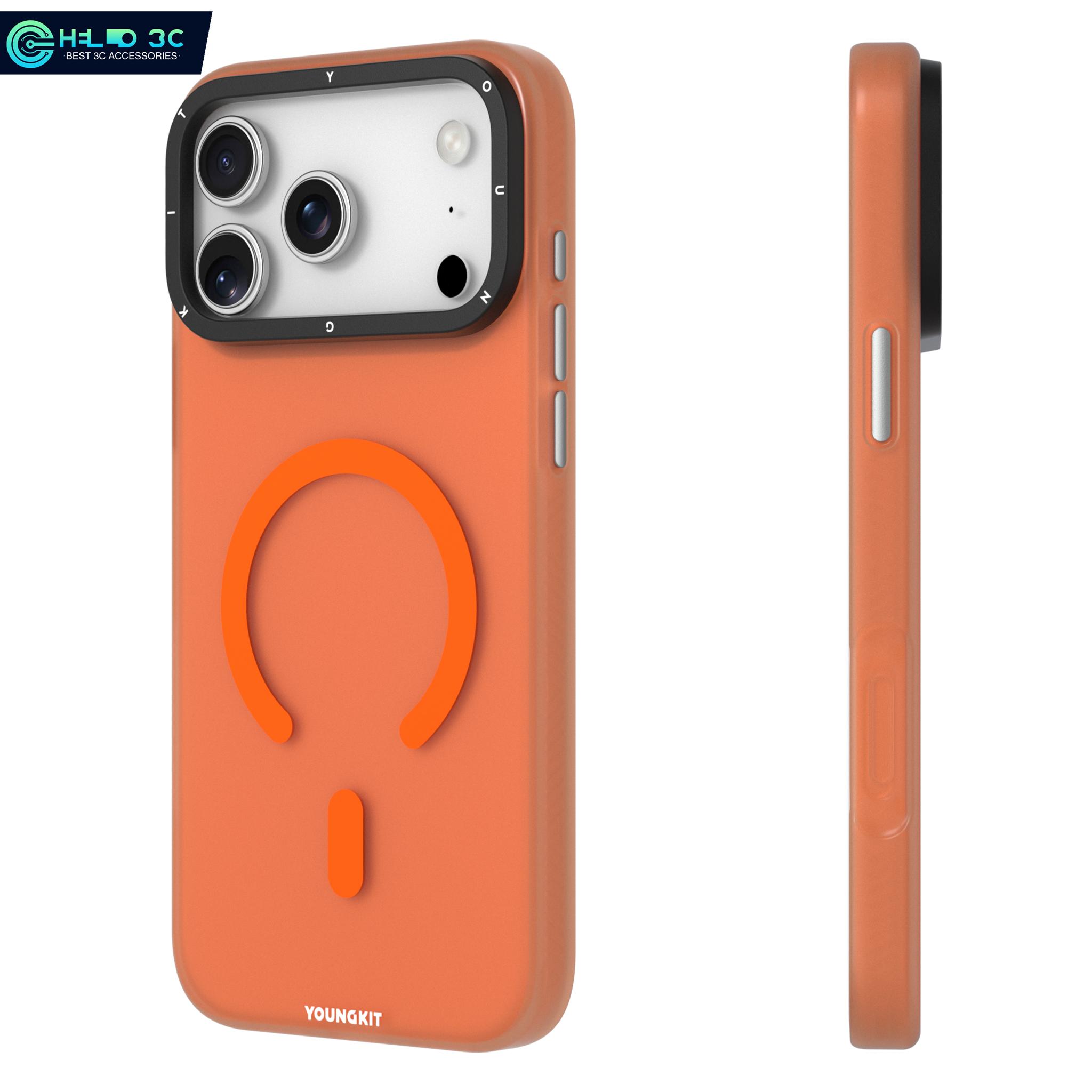 Магнитный чехол Youngkit Ultra Thin, совместимый с чехлом для iPhone 17 Pro Max, противоударный чехол для iPhone 17 Pro, противоударный iPhone 17 Pro оранжевый