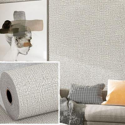 3D Linen Texture Bedroom Wallpaper Moisture-proof Renovation Wall Stickers 50cm Foam Wall Panel