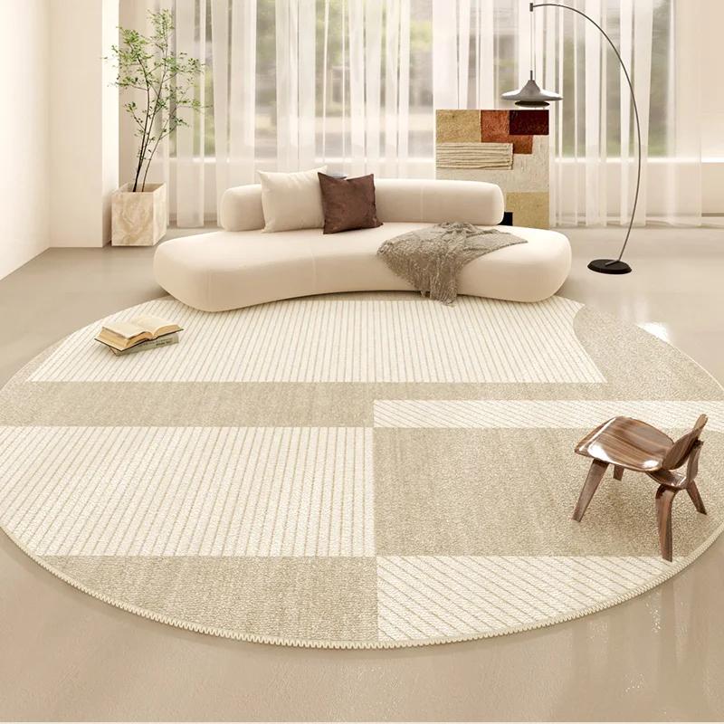 Minimalist Line Living Room Decoration Carpet Japanese-style Round Rugs for Bedroom Fluffy Soft Thicken Rug Home Study Plush Mat