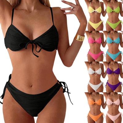 Damen-Bikini-Badeanzug, zweiteilig, mit Schlitz, Sport-Badeanzug