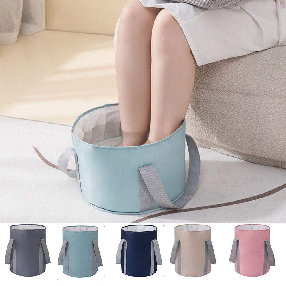 Baie de picioare portabilă albastră, bazin mare impermeabil pentru înmuierea picioarelor, găleată cu mânere, pliabilă, geantă pentru cadă de picioare, dormitor