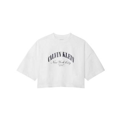 Womens/Ladies Arched Logo Boxy Oversized Crop Top