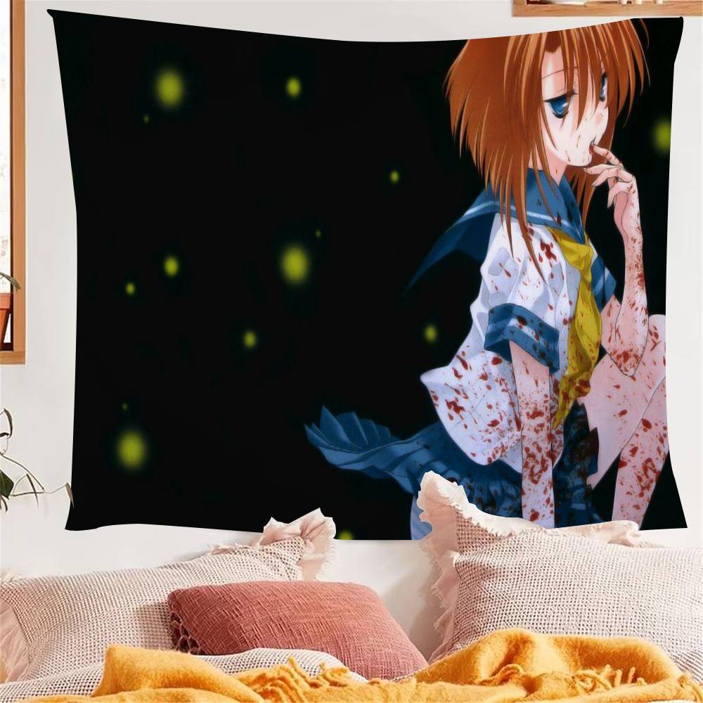 1PC Anime HHigurashi When They Cry Cartoon Tapestry Wall Hanging Decoration Household Home Decor