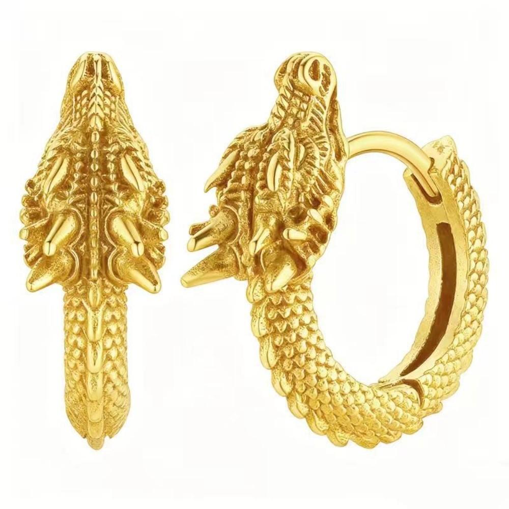 

Antique Dragon Hoop Earrings Metal Color Hip Hop Ear Buckles New Men Earrings Festival