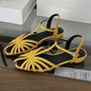 Fashion Retro Narrow Band Hollow Design Flat Sandals Women Fashion Back Strap Buckle Roman Sandals Comfortable Soft Bottom Casual Shoes
