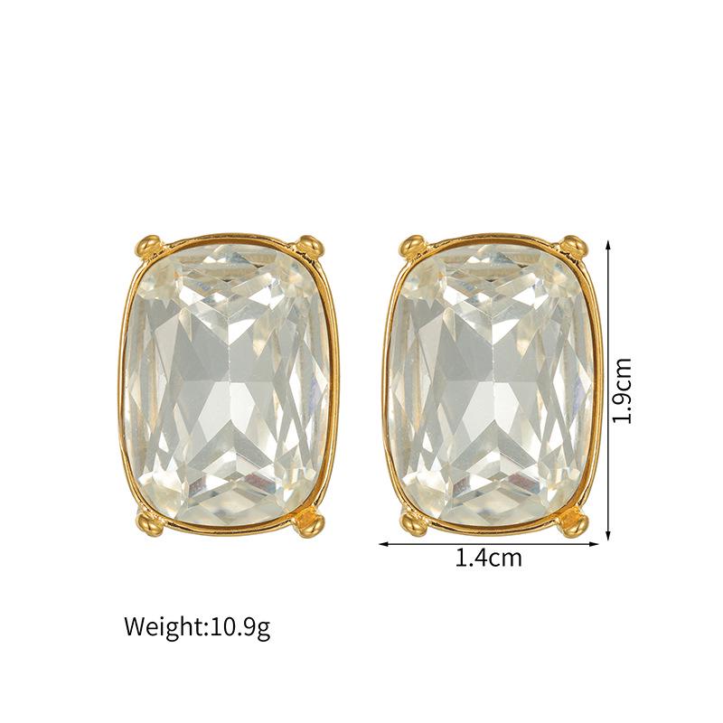 18K Gold Geometric Zircon Square Ring - Fashionable Stainless Steel Jewelry for Women