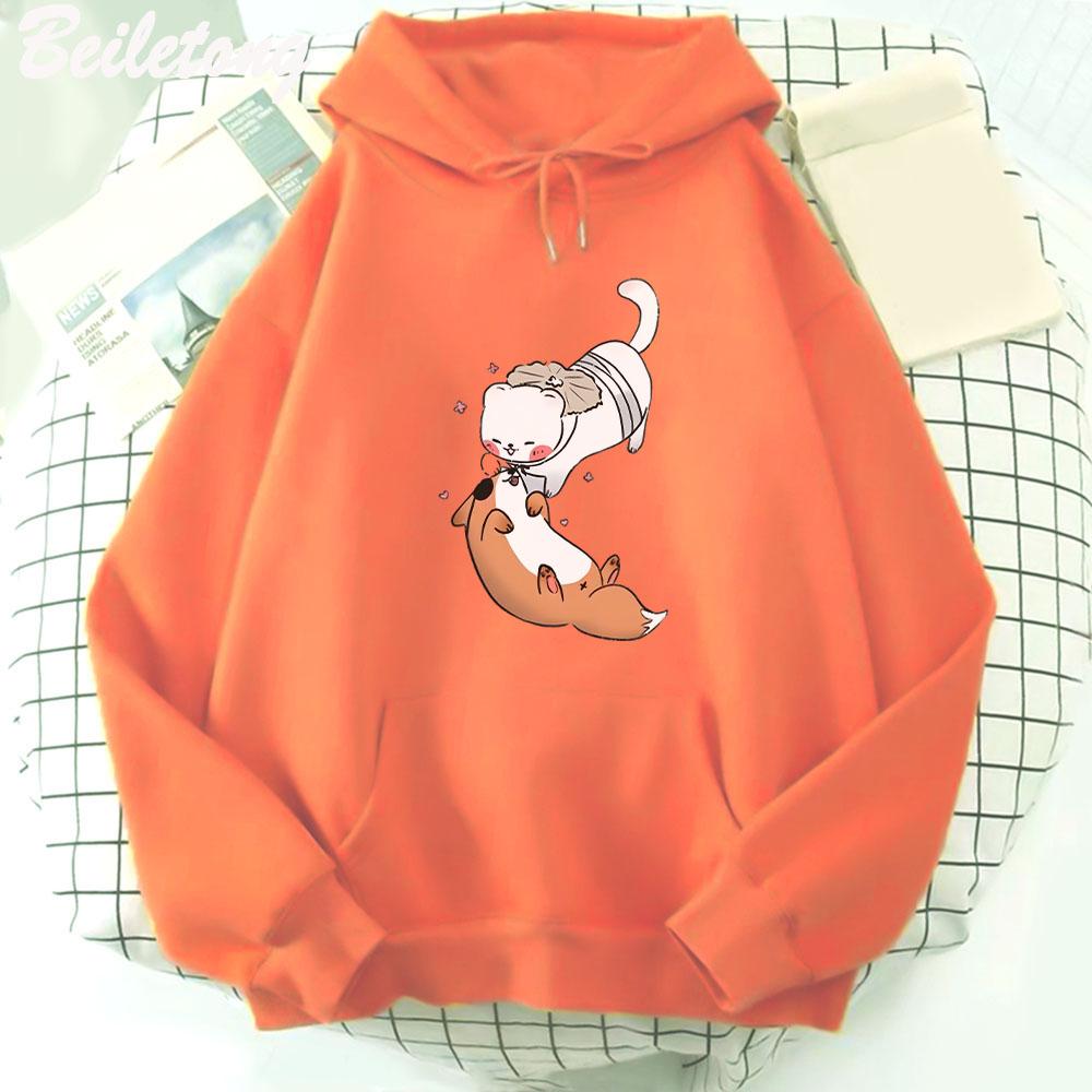 TGCF Fox and Ferret Hoodies Tian Guan Ci Fu Kawaii Print Hoodie Harajuku Aesthetic Man Women Winter Sweatshirts