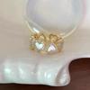 Girl's Sweet Imitation Shell White Heart Shaped Micro Set Zircon Open Ring 2026 Party For Women's Fashion Jewelry Accessories