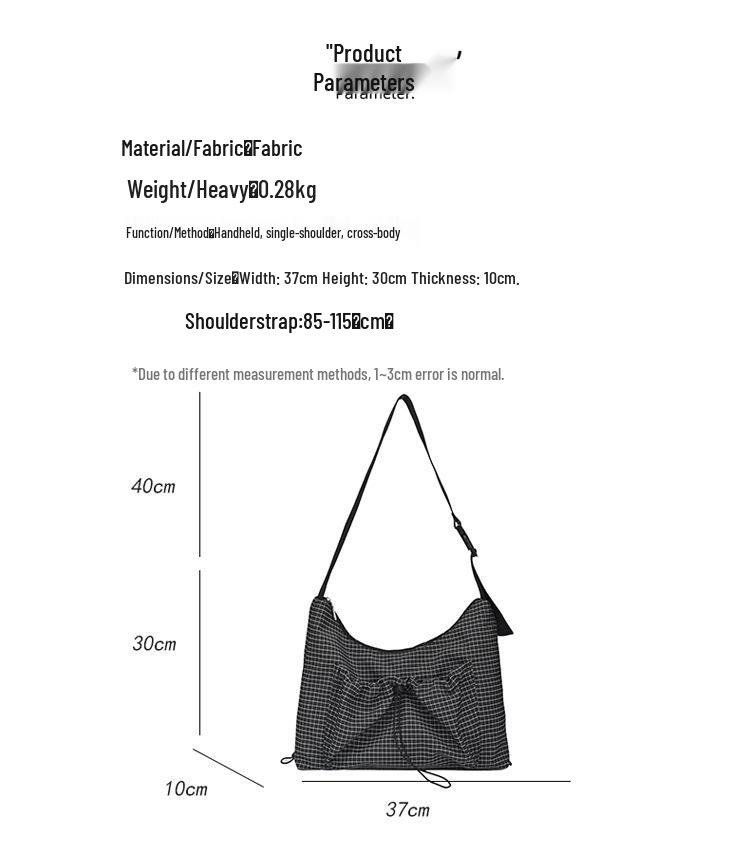 Korean Style Plaid Dumpling Bag: Women's 2026 Versatile Drawstring Crossbody