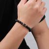 Mountain Stone Black Bead Bracelet for Men,8mm Black Agate Beaded Bracelet,Trendy Jewelry GIft