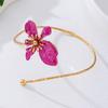 Elegant Gold Enamel Floral Open Armlet Bracelet for Women