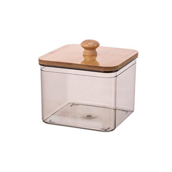 Wäscheperlen Aufbewahrungsbox mit Bambusdeckel Große Öffnung Acrylbehälter Waschpulverperlen Feuchtigkeitsgeschützter Organizer