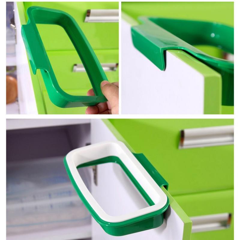 1pc Green And Stylish Covered Hanging Garbage Bag Rack, Portable Multifunctional Cabinet Garbage Bag Holder