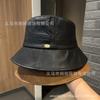 Women Men Adjustable Wide Brim Sun Hat Faux Leather Fisherman Cap Casual Vintage UV Protection