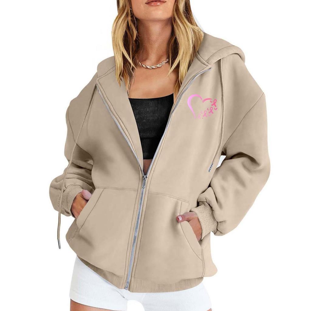 Women's Casual Long Sleeve Hooded Sweatshirt with Breast Printed Graphic