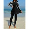 Women Two Piece Zipper Sun Protection Long Sleeve Long Pants Conservative Muslim Swimwear