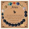 Twelve Constellations Bracelet: Frosted Stone & Elastic Cord with Card