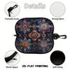 2D-Bohemian Floral Pattern Zipper Sunglasses Case, Vintage Mandala Eyeglass Holder, Protective Eyewear Pouch for Women, Travel Spectacle Case