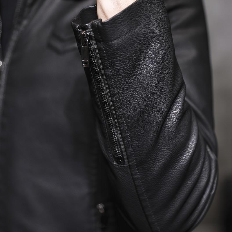 Nová pánská kožená bunda Klopa Muži středního věku Fleecová podšívka zesílená kožešina Zimní móda Bunda z umělé kůže Kabát na zip
