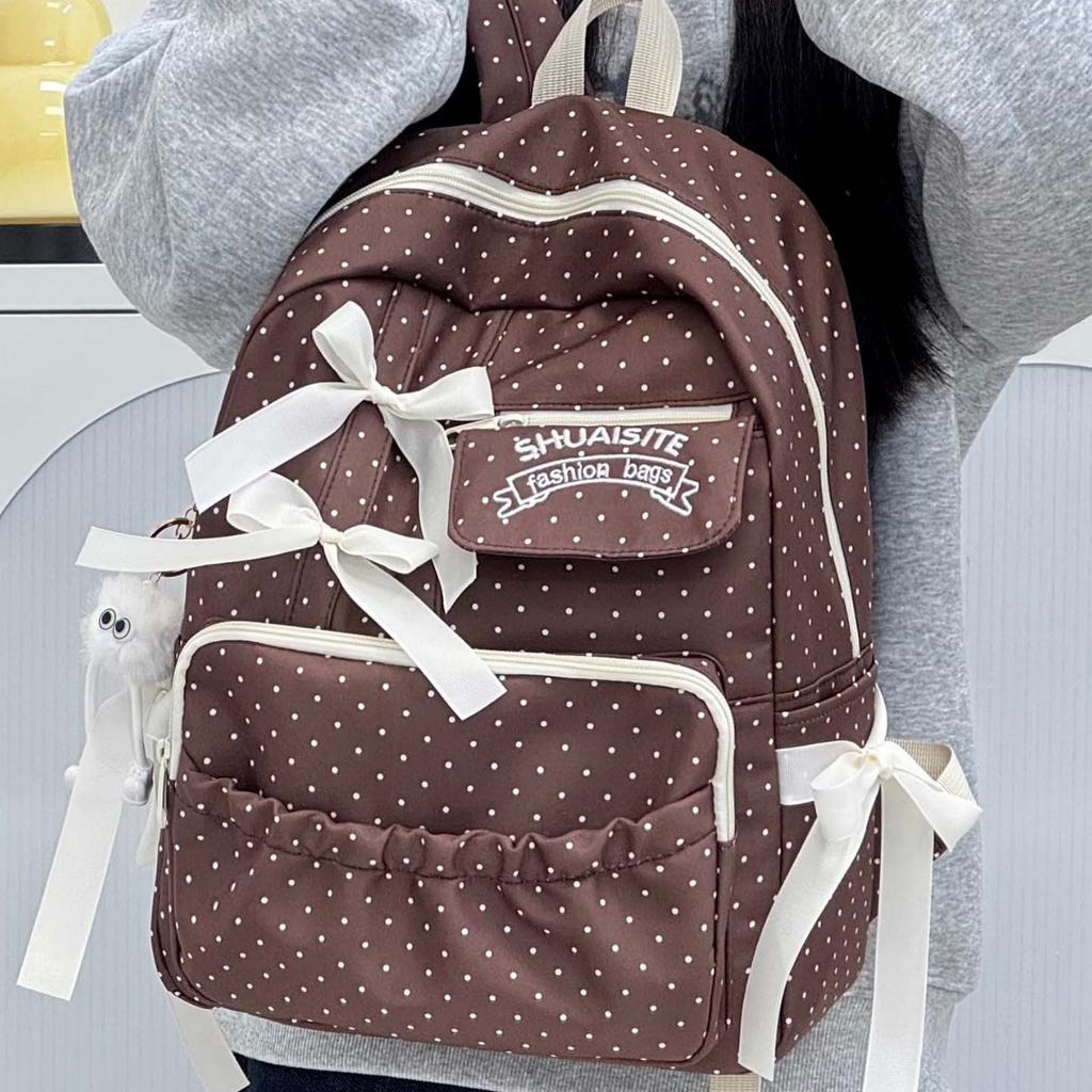 Schoolbag new schoolbag Japanese ins cute girl bow middle school student college style backpack light and sweet backpack
