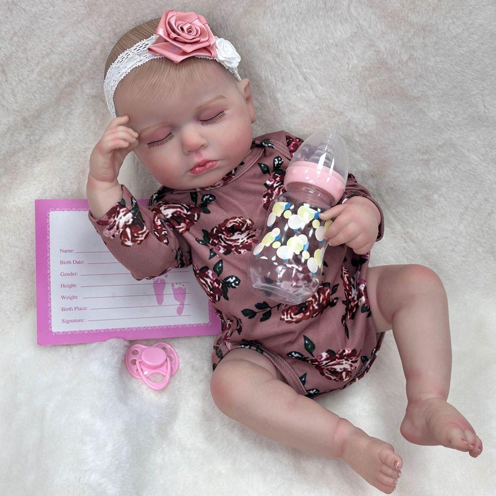 20-inch Handcrafted Reborn Baby Doll, Washable with Changeable Clothes, Soft Silicone