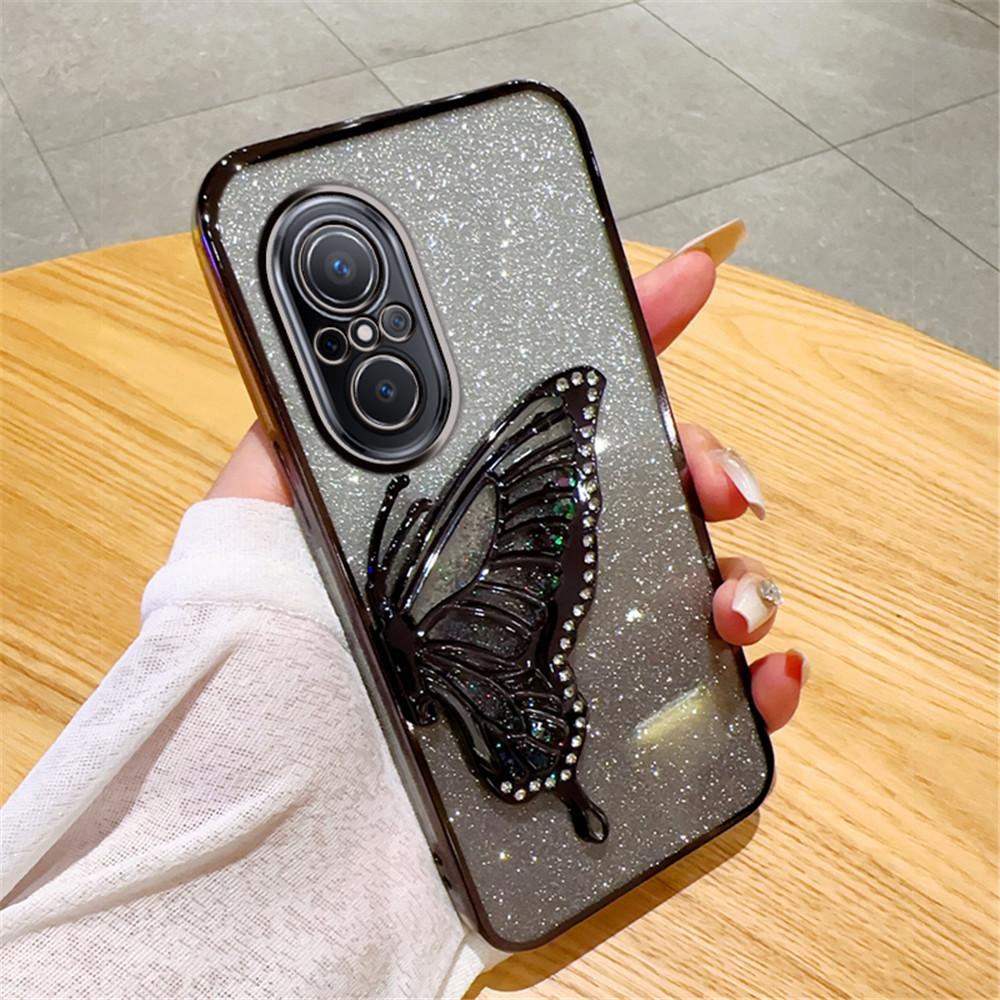 Nova 9 SE Gradient Glitter Butterfly Quicksand Phone Case For Huawei Nova 10 12 11 10 5T 7 11 9 8 7 SE Pro Y70 Plus Soft Cover