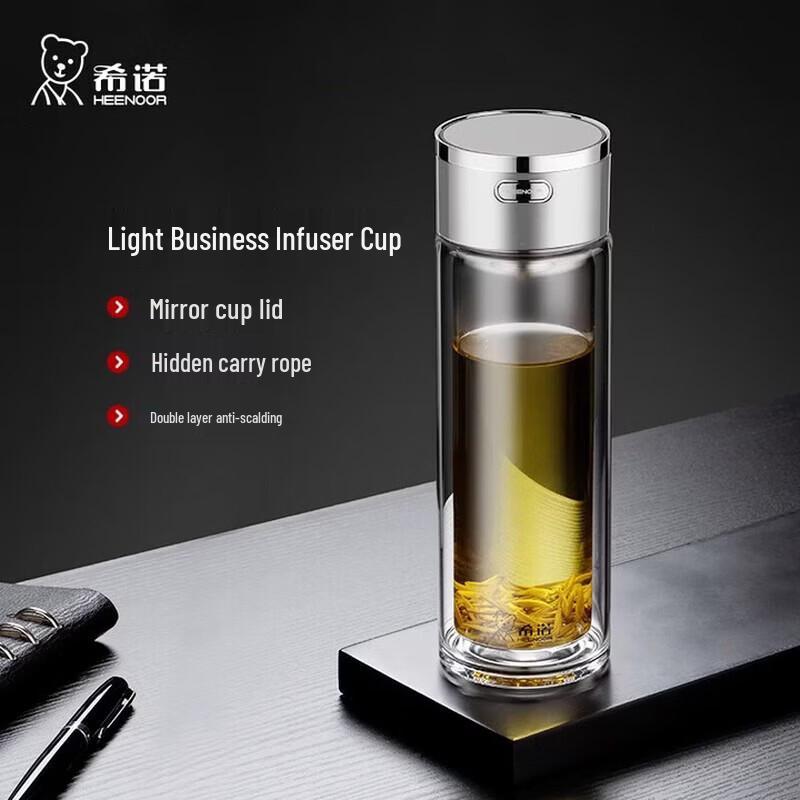 Heenoor Portable Double-Layer Glass Tea Cup