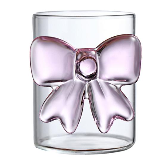 Bow Glass Cup Breakfast Mug 300ml Milk Coffee Whiskey 300ML розовый