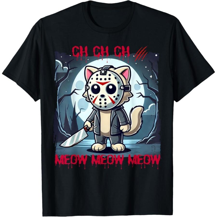 CVCHDD Vintage Horror Movie Cat Funny Cute Kitten Meow Graphic T-Shirt XXXXXL