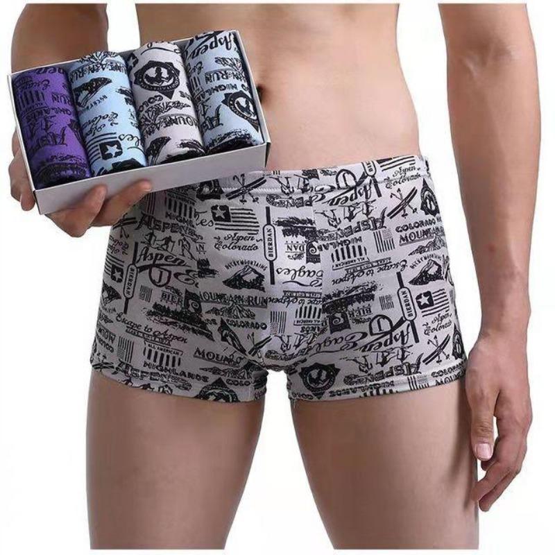 Männerhöschen 4 teile/los Männliche Unterhose Mann Pack Shorts Boxer Unterwäsche Mode Sexy Herren Boxer Bambus Loch Große Größe