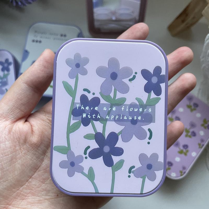 1Piece Of Two-Pack Contact Lens Box Purple Tulip Portable Contact Lens Companion Box Nursing Box  Exquisite Traveling Kit Box