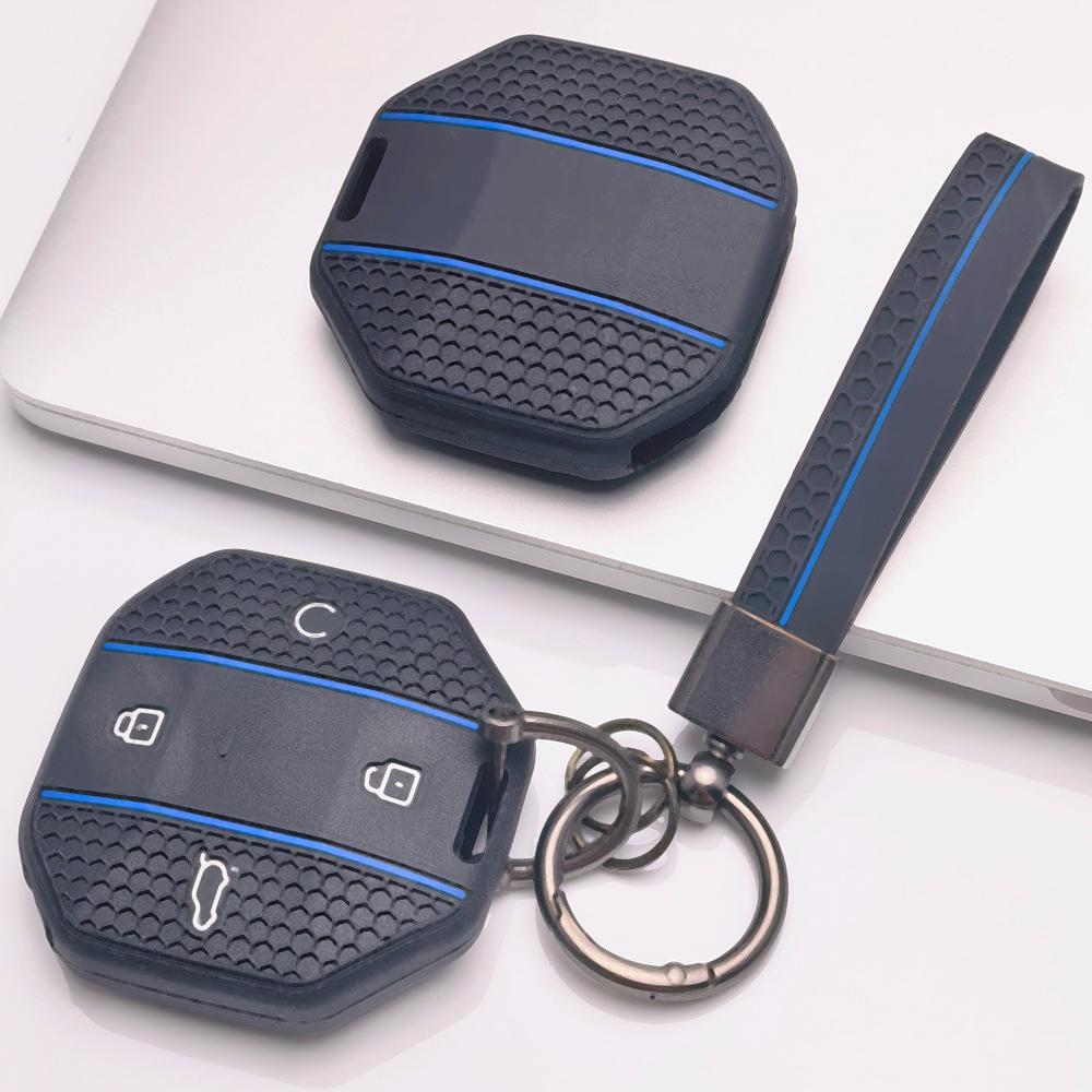Anti Lost Silicone Keychain Lanyard for Chery JETOUR Freedom Traveler Tiggo 7 with Keychain Honeycomb Texture Anti Scratch Car Key Organizer Accessory