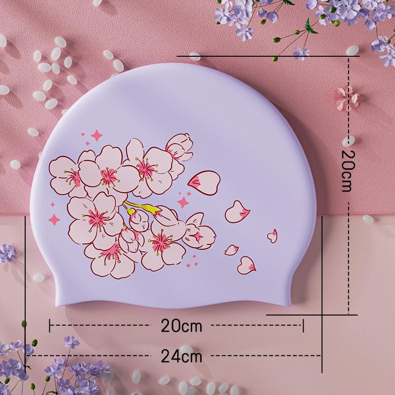 

Adult Silicone Swimming Cap Long Hair Protection Special Ear Care High-elastic Comfortable Fashionable Printed Hat