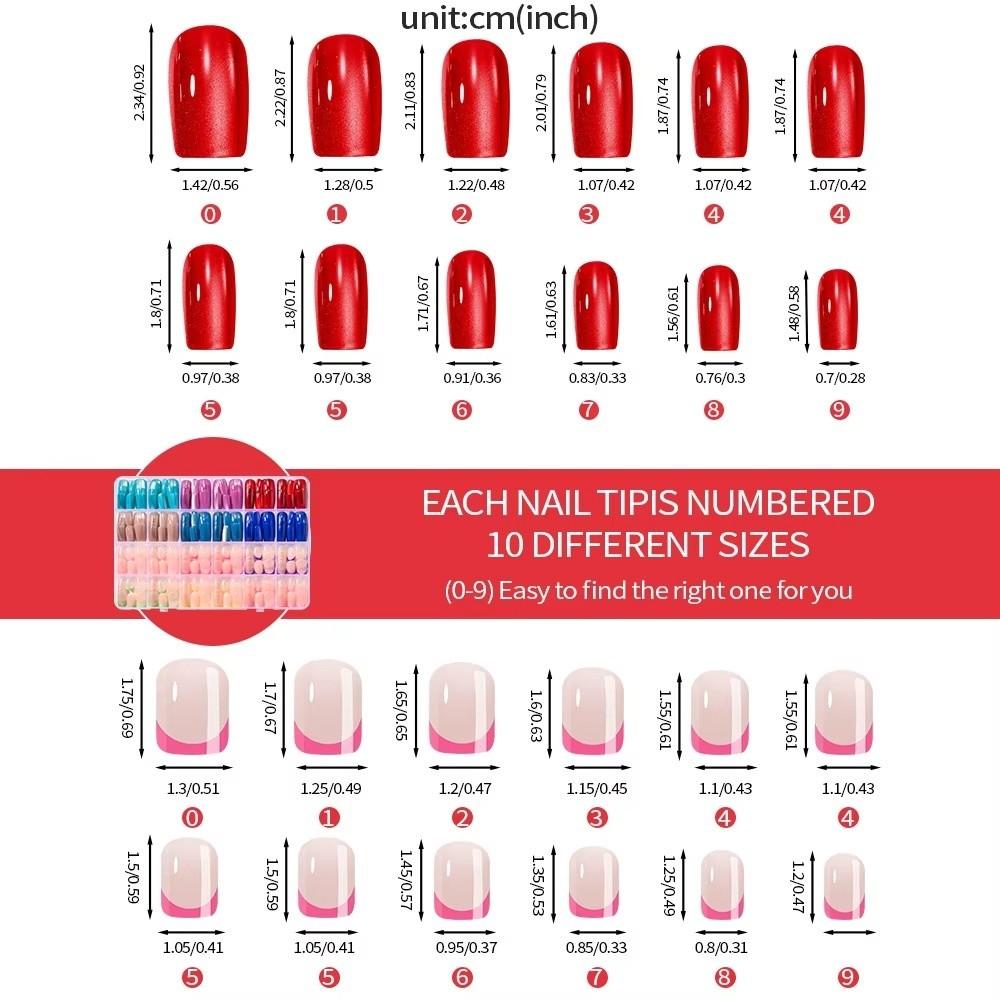 French Design False Nails Red Blue Press On Nails New False Nail Tips  Manicure Tool