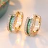 Cute Female Green Rainbow Crystal Zircon Round Hoop Earrings For Women Gold Color Wedding