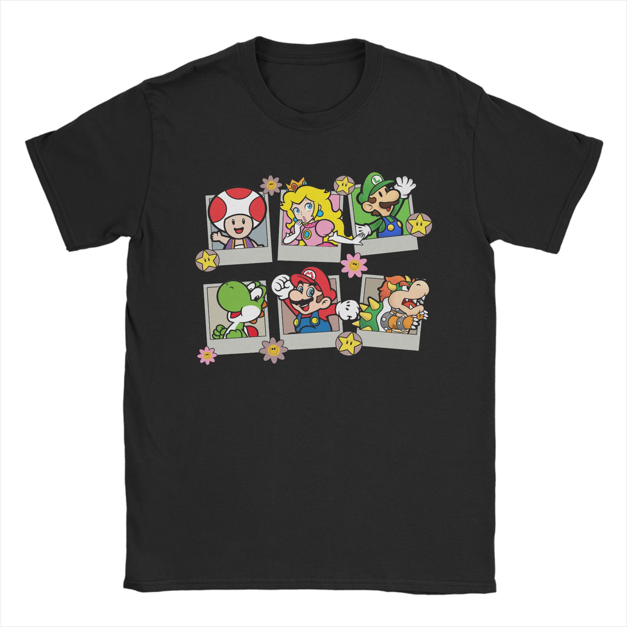 

Групповая футболка Super Mario Мужская Женская Хлопок Новинка Футболка Круглый воротник Йоши Тоад Принцесса Пич Футболка Короткий рукав 3XL