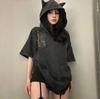 2KWEIRD Y2k Top Hiphop High Street Chic Navržené Mikiny Krátký Rukáv Nápis Grunge Grafický Potisk Prané Vintage Vše K Sladění Tričko Dámské