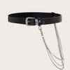 Synthetic Womens Trendy Leather Waist Belt With Alloy Buckle And Double Rings For Fashionable Looks Street