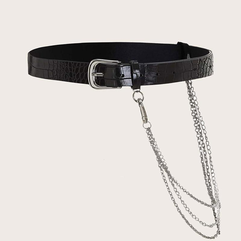 Synthetic Womens Trendy Leather Waist Belt With Alloy Buckle And Double Rings For Fashionable Looks Street
